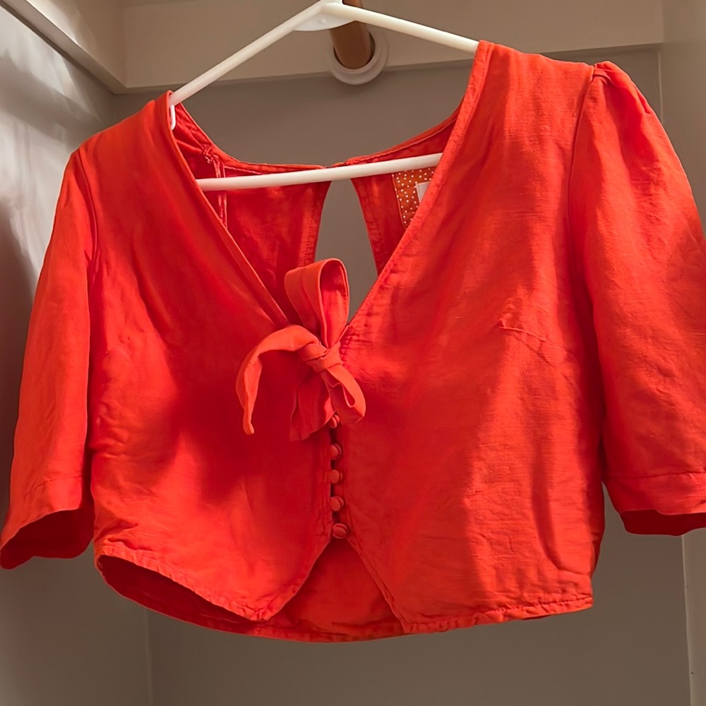 Maeve Anthropologie button down crop top